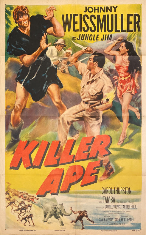 jungle jim: killer ape 1953 one sheet poster folded
